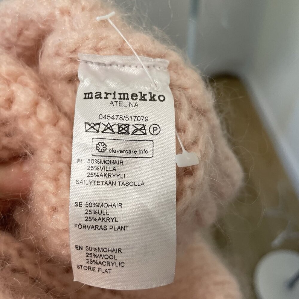 Marimekko Mohair Wool Chunky Loose Knit Oversized Sweater Pink size Large - Picture 7 of 7